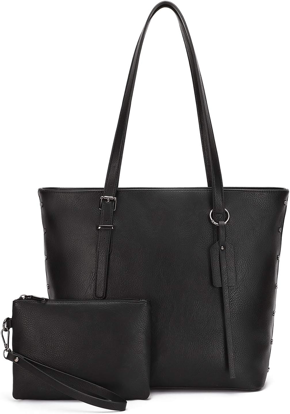 Large Shoulder Bag PU Leather Purses Top Handle Satchel Tote Bag 2Pcs Set