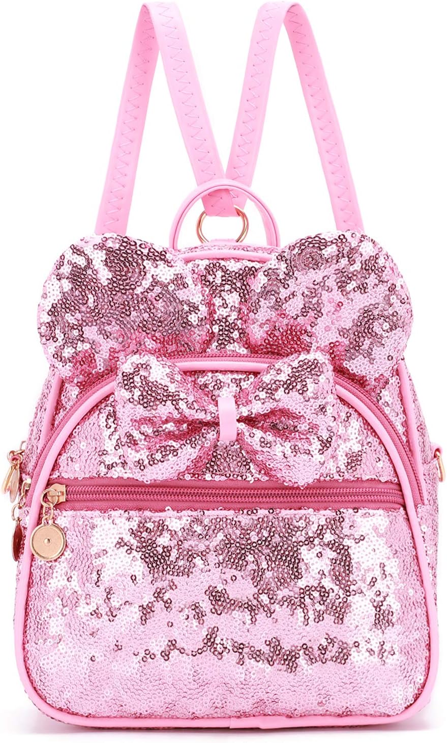 KL928 Girls Mini Backpack Bowknot Polka Dot Cute Daypacks Convertible Shoulder Bag Purse for Women (Black)