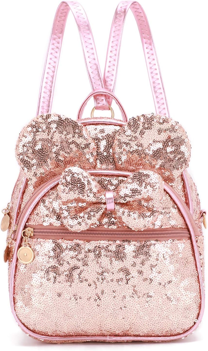 Girls Bowknot Polka Dot Cute Mini Backpack Small Daypacks Convertible Shoulder Bag Purse