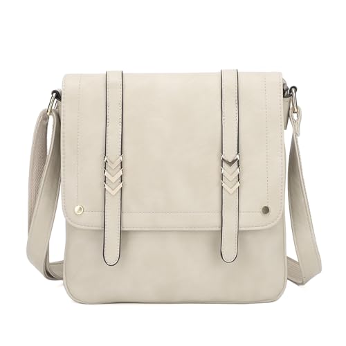 Crossbody Camera Bag Vegan Leather Shoulder Bag Small Triple Zip Handbag Cross Body Purse with Detachable Strap for Women
