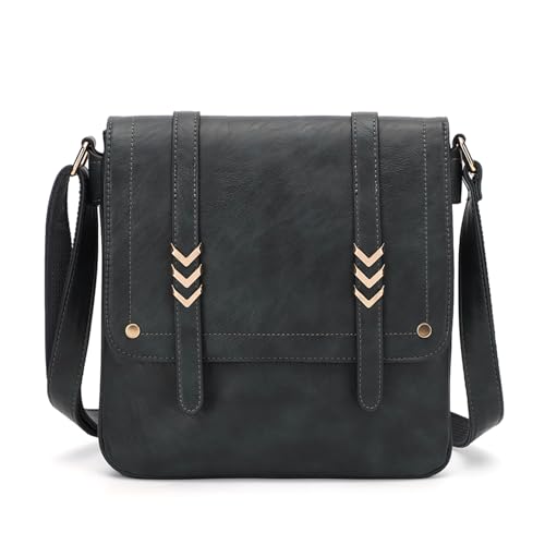 Crossbody Camera Bag Vegan Leather Shoulder Bag Small Triple Zip Handbag Cross Body Purse with Detachable Strap for Women