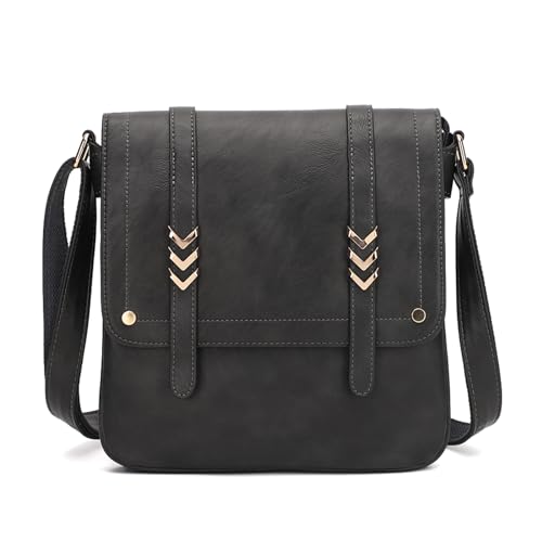 Crossbody Camera Bag Vegan Leather Shoulder Bag Small Triple Zip Handbag Cross Body Purse with Detachable Strap for Women