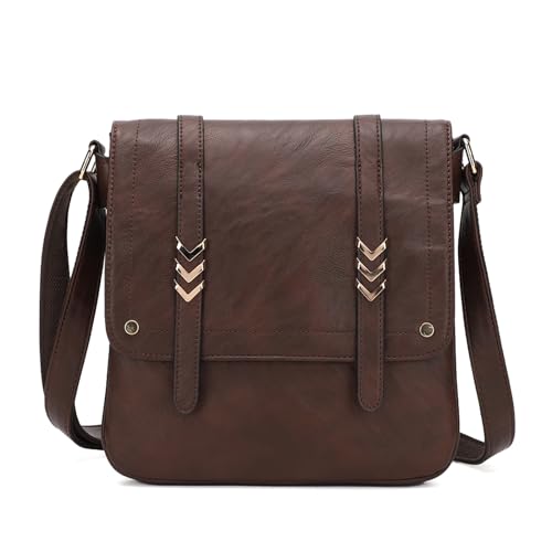 Crossbody Camera Bag Vegan Leather Shoulder Bag Small Triple Zip Handbag Cross Body Purse with Detachable Strap for Women