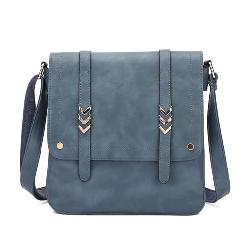 Crossbody Camera Bag Vegan Leather Shoulder Bag Small Triple Zip Handbag Cross Body Purse with Detachable Strap for Women