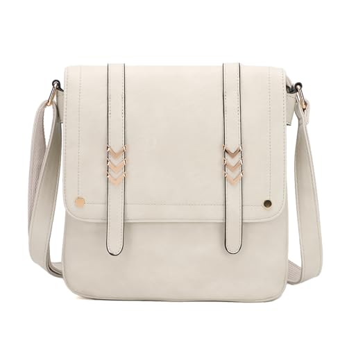 Crossbody Camera Bag Vegan Leather Shoulder Bag Small Triple Zip Handbag Cross Body Purse with Detachable Strap for Women