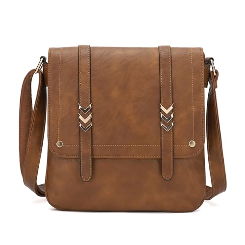 Crossbody Camera Bag Vegan Leather Shoulder Bag Small Triple Zip Handbag Cross Body Purse with Detachable Strap for Women