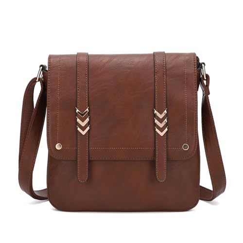 Crossbody Camera Bag Vegan Leather Shoulder Bag Small Triple Zip Handbag Cross Body Purse with Detachable Strap for Women