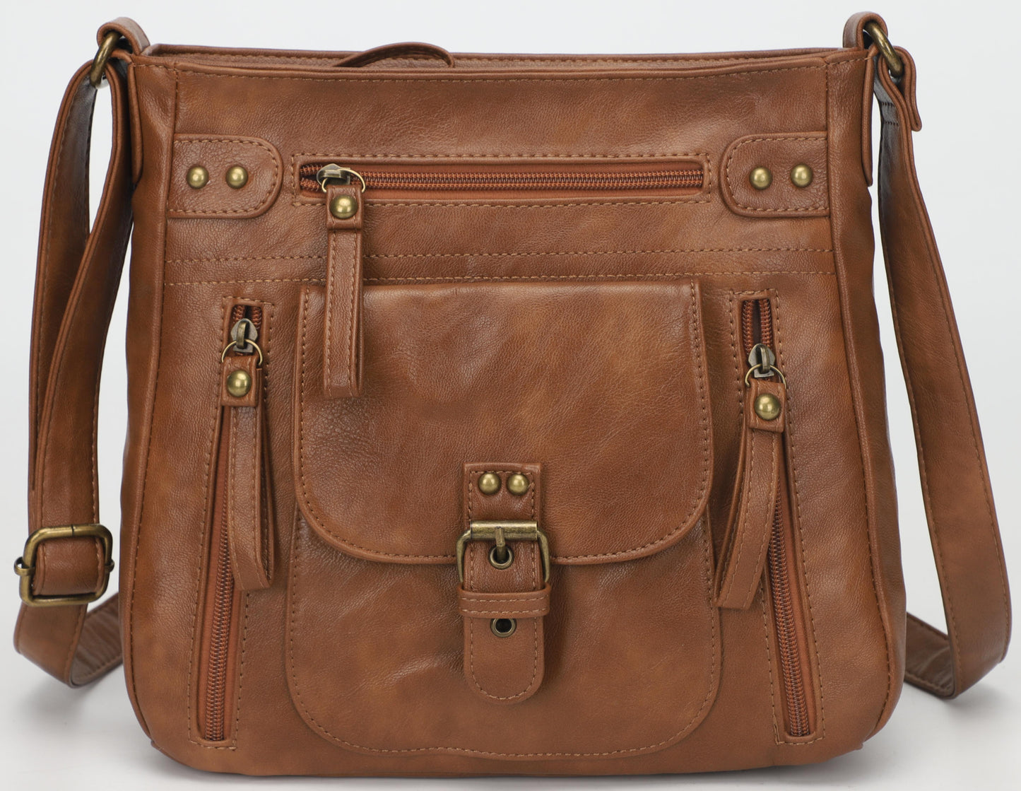 Shoulder Bags for Women Multi Pocket Medium PU Leather Crossbody Purses