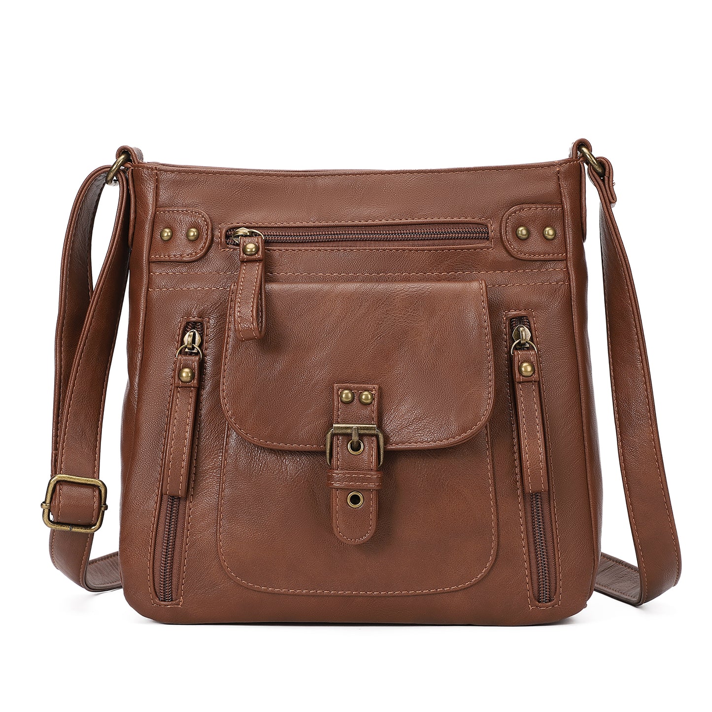 Shoulder Bags for Women Multi Pocket Medium PU Leather Crossbody Purses
