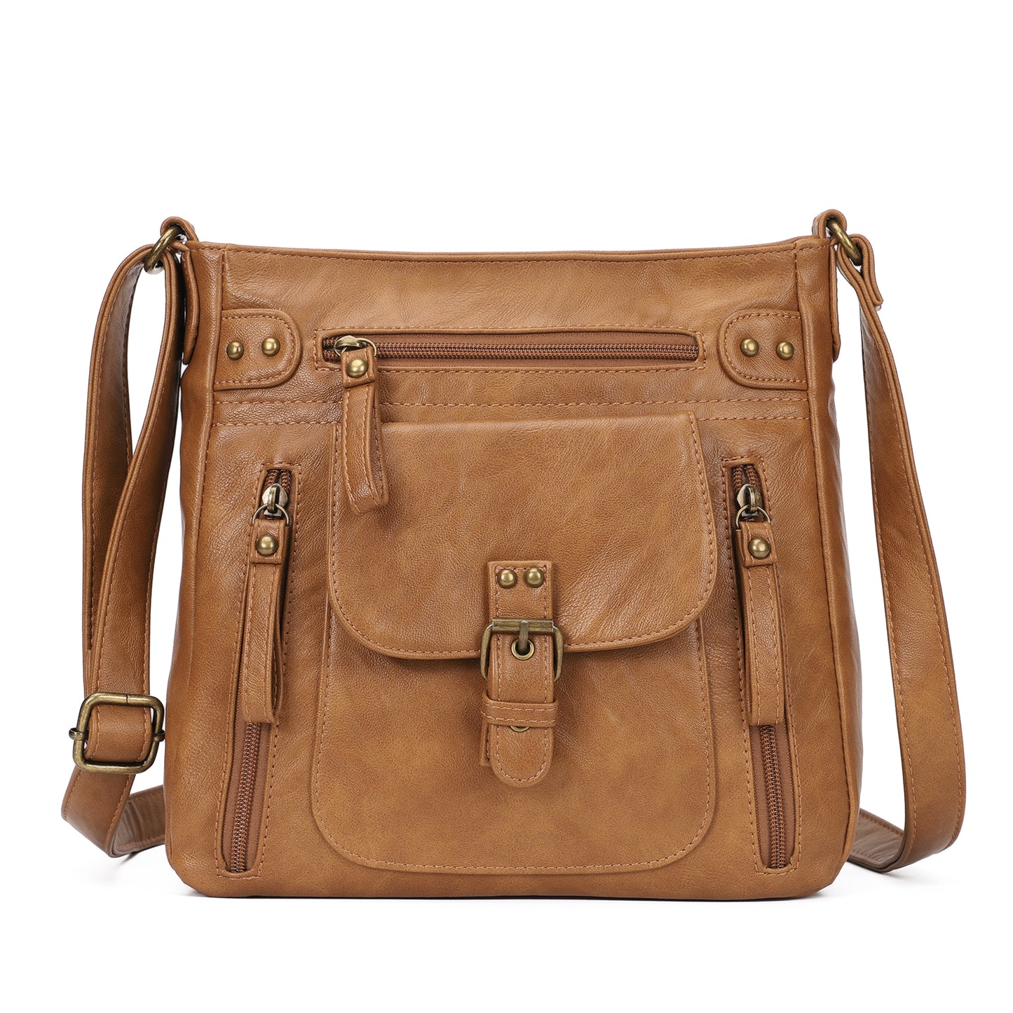 Shoulder Bags for Women Multi Pocket Medium PU Leather Crossbody Purses