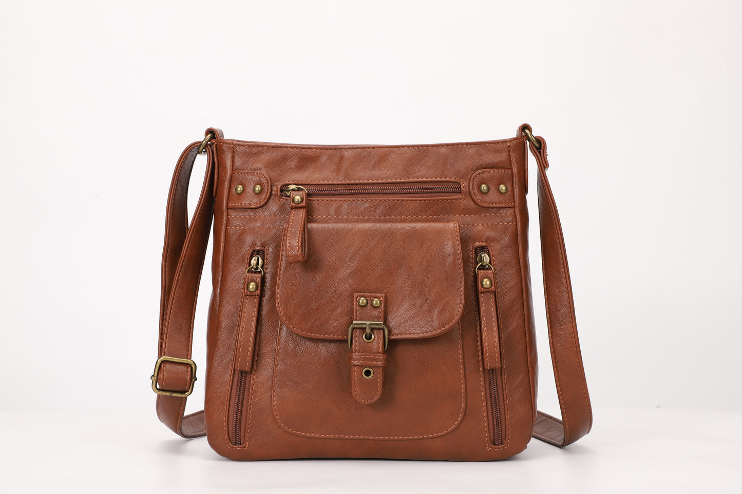 Shoulder Bags for Women Multi Pocket Medium PU Leather Crossbody Purses