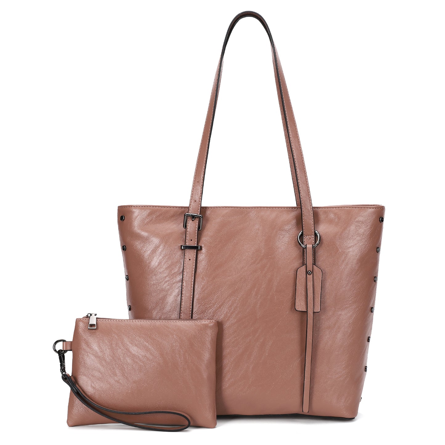 Large Shoulder Bag PU Leather Purses Top Handle Satchel Tote Bag 2Pcs Set