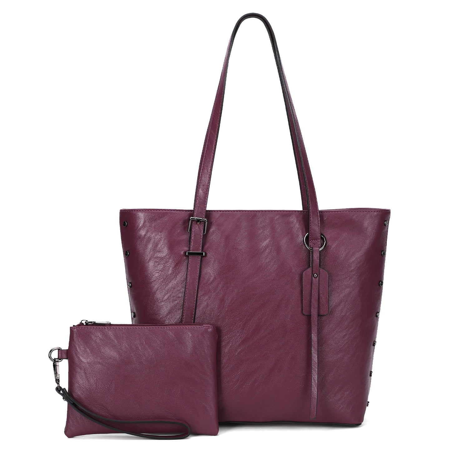 Large Shoulder Bag PU Leather Purses Top Handle Satchel Tote Bag 2Pcs Set