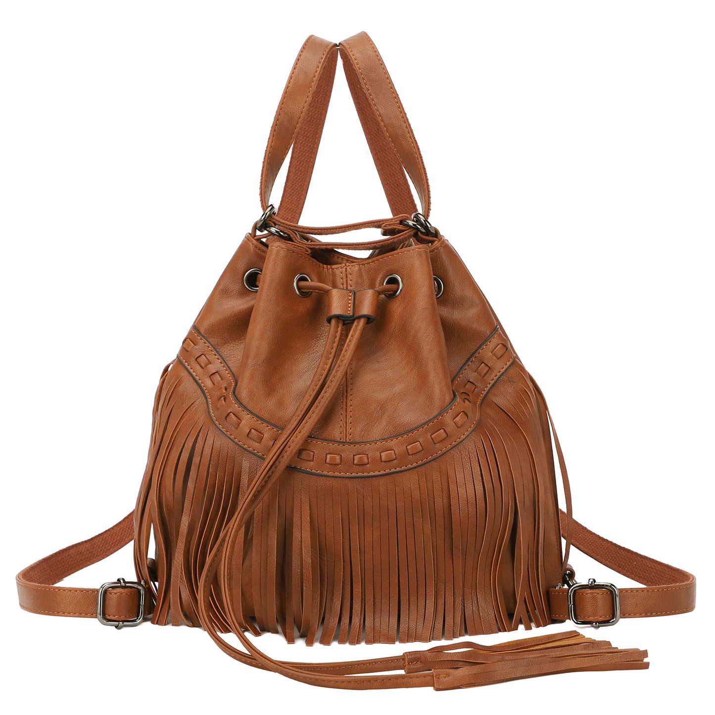 Drawstring Purses for Women Fringe Backpack Tassel Crossbody Bags
