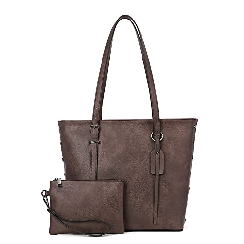 Large Shoulder Bag PU Leather Purses Top Handle Satchel Tote Bag 2Pcs Set
