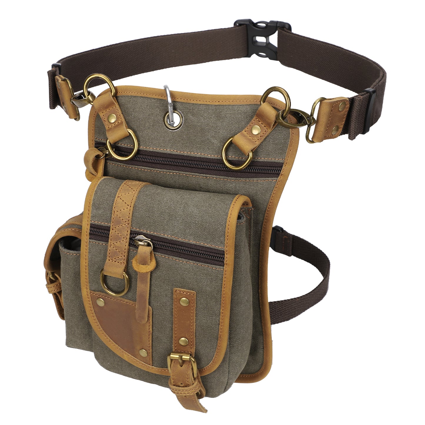 Unisex Canvas  Drop Leg Bag Outdoor Waist Pack Cycling Multi-Pocket Pouch