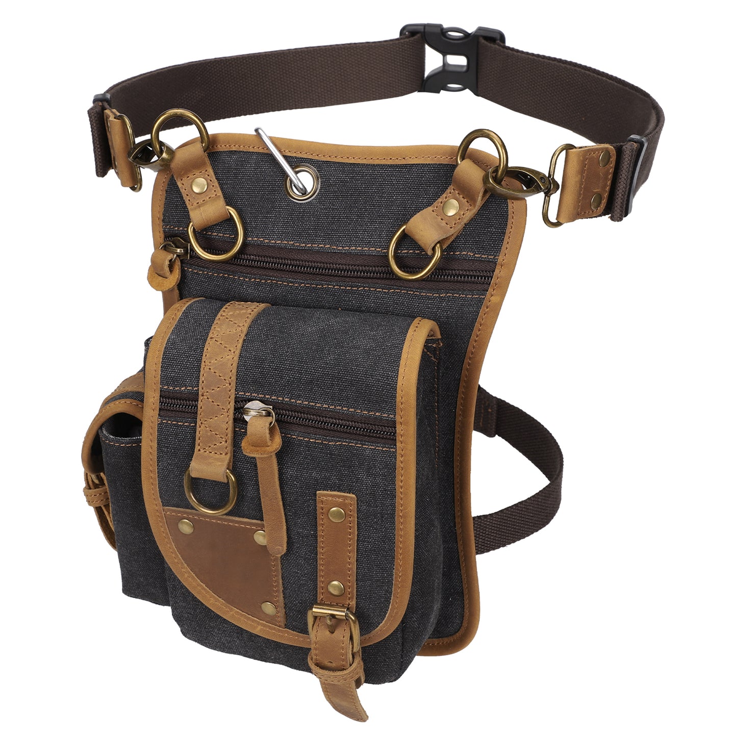 Unisex Canvas  Drop Leg Bag Outdoor Waist Pack Cycling Multi-Pocket Pouch