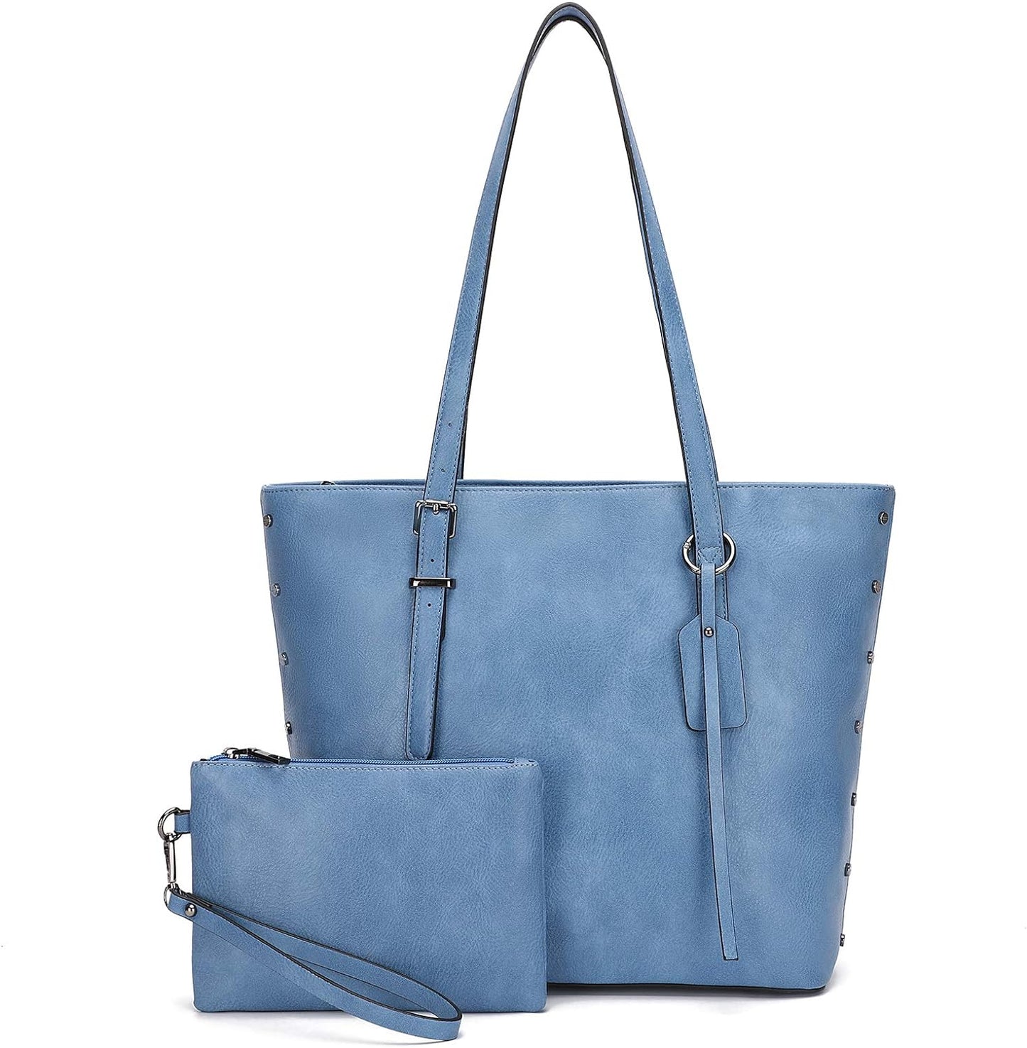 Large Shoulder Bag PU Leather Purses Top Handle Satchel Tote Bag 2Pcs Set