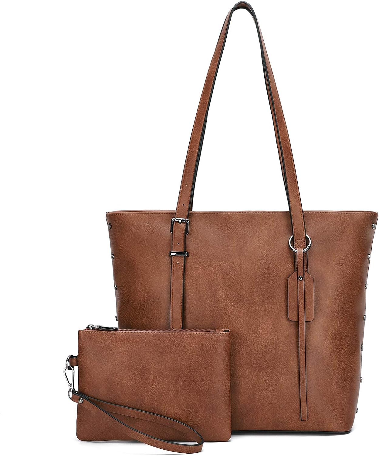 Large Shoulder Bag PU Leather Purses Top Handle Satchel Tote Bag 2Pcs Set