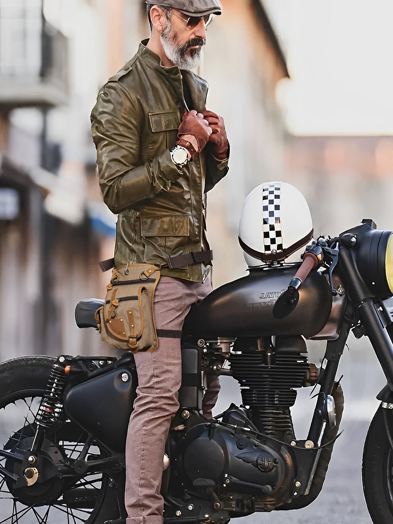 Unisex Canvas  Drop Leg Bag Outdoor Waist Pack Cycling Multi-Pocket Pouch
