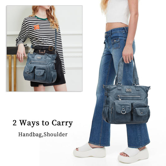Denim Statement Earrings For Women - Exaggerated Big Circle Hoop Earrings, Blue Jean Jewelry